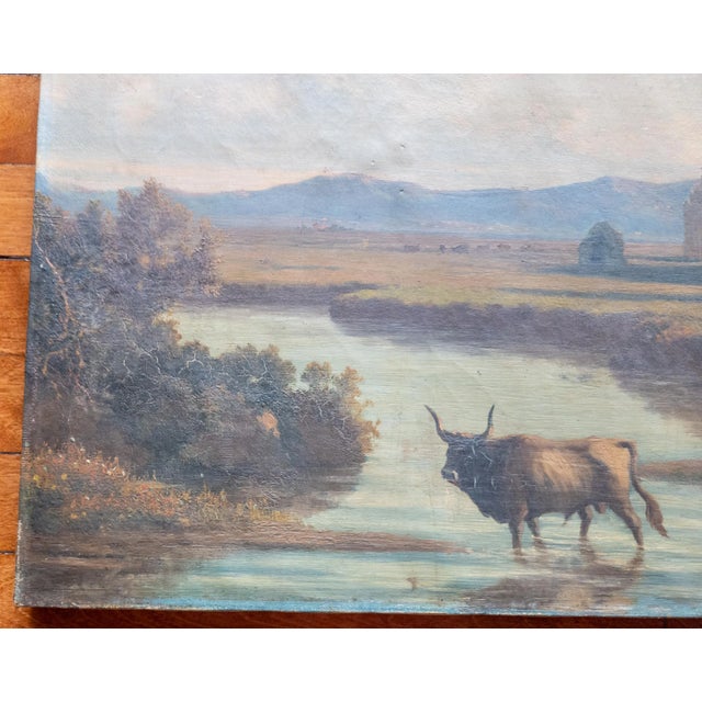 Blue 19th Century Italian Landscape Painting of Roman Aqueduct Ruins After Corrodi For Sale - Image 8 of 16