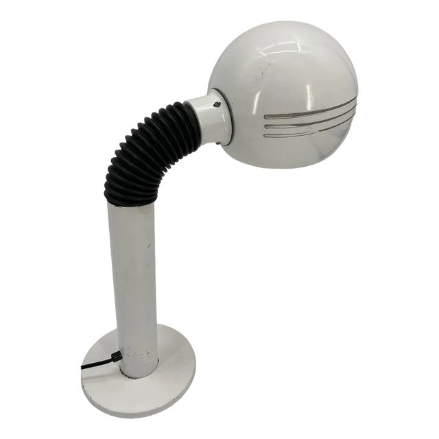 Space-Age Italian Table Lamp in White Paint, 1970s For Sale