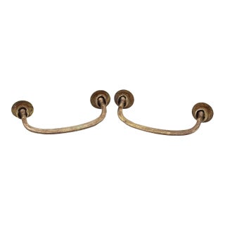 Pair of Vintage 3.75 In. Bridge Brass Drawer Pulls For Sale