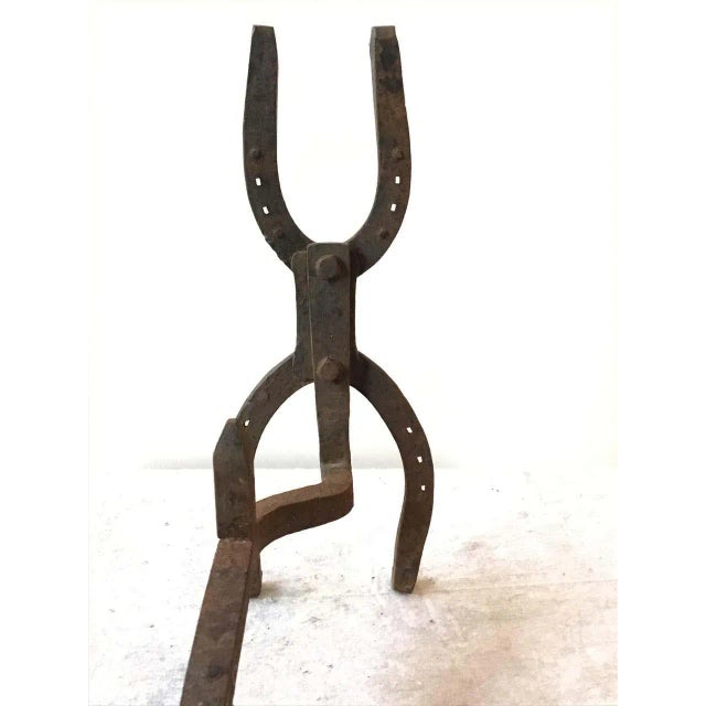 1950s Iron Horseshoe Andirons - A Pair For Sale - Image 9 of 10