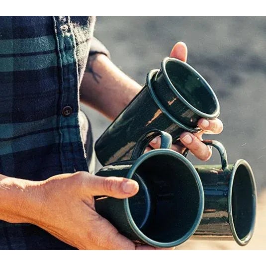 American Crow Canyon Home Enamelware, Stinson Speckle 12 oz. Mugs in Forest Green - Set of 4 For Sale - Image 3 of 6