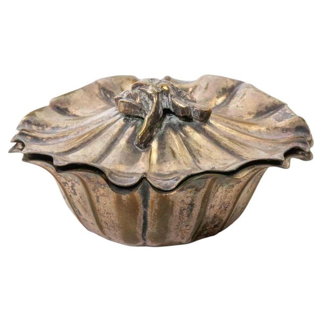 1950s Silver-Plated Covered Bonbon Dish in Floral Form, 1950s For Sale - Image 5 of 5