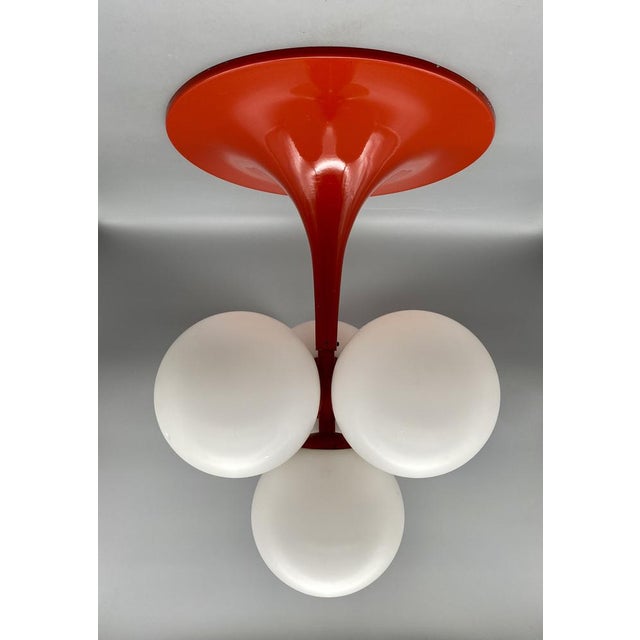 Red Space Age Ceiling Lamp by Max Bill for Temde, 1960s For Sale - Image 8 of 14