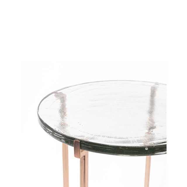 Anaya Glass Side Table With Rose Gold Metal Legs Chairish