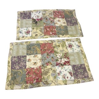 Pair of Vintage Pillow Shams King Red Floral For Sale