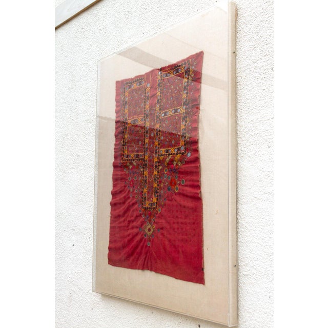 19th Century Antique Rabari Tribal Embroidered Textile on Modern Frame For Sale - Image 5 of 6