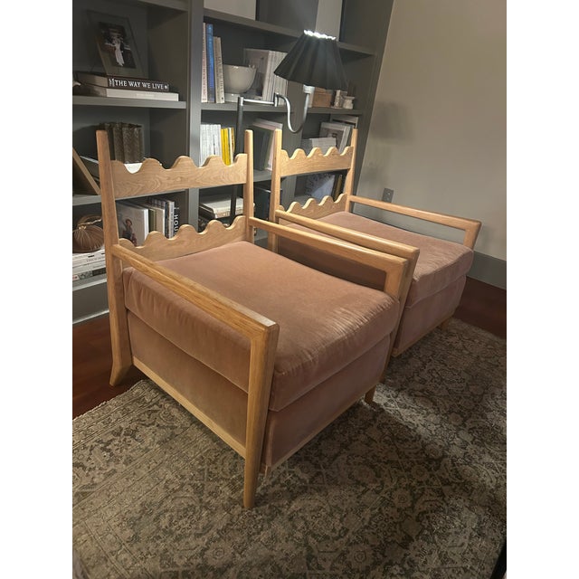 Apricot Jean Royere Inspired Scallop Back Chairs- Set of 2 For Sale - Image 8 of 9