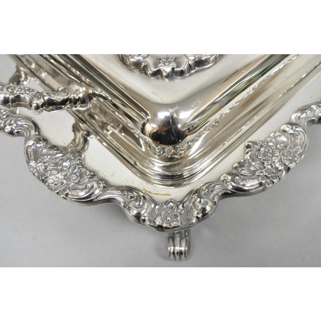 Metal Vintage Poole Silver Plated Footed Covered Vegetable Serving Dish Platter W/ Lid For Sale - Image 7 of 18