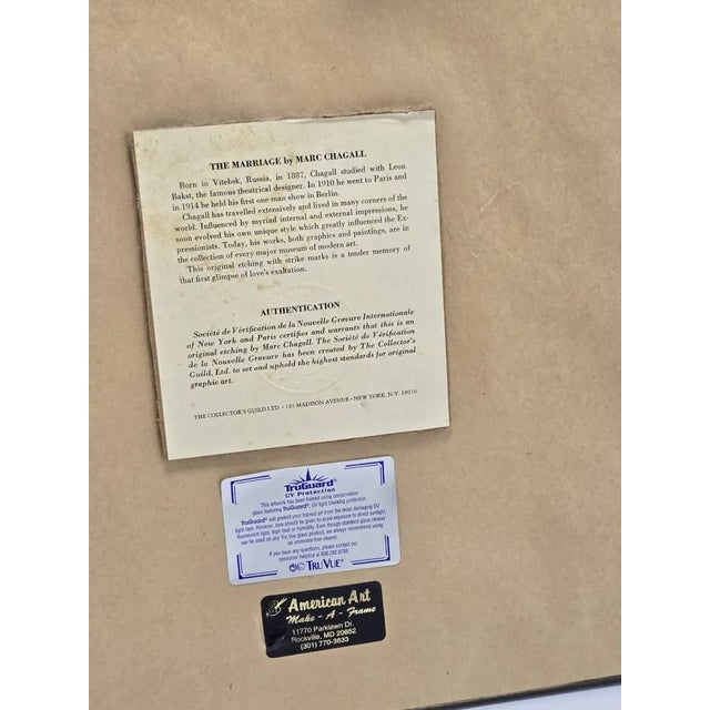 1960s Vintage Marc Chagall "Granada" Restrike Etching, Collector's Guild Edition, Professionally Framed, 1960s For Sale - Image 5 of 15