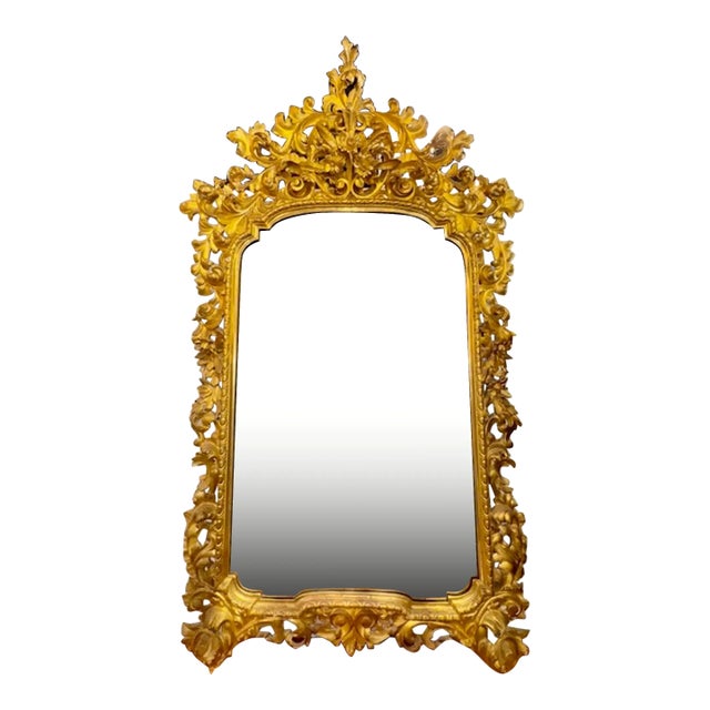 19th Century Italian Carved and Giltwood Florentine Mirror For Sale