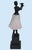 1970s Art Deco Bruno Zach Attributed Bronze Sculpture Female Dancer Table Lamp Art Glass Shade For Sale - Image 10 of 15
