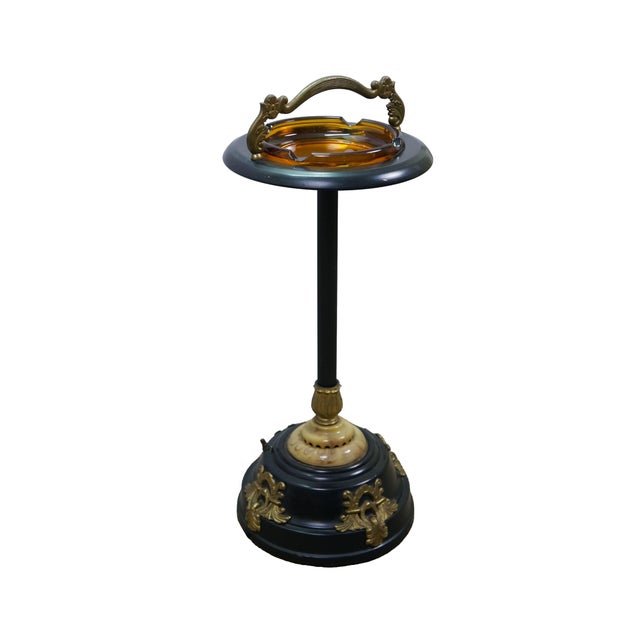 This vintage Art Deco illuminated smoking stand from the 1930s–1940s blends striking Hollywood Regency elegance with...