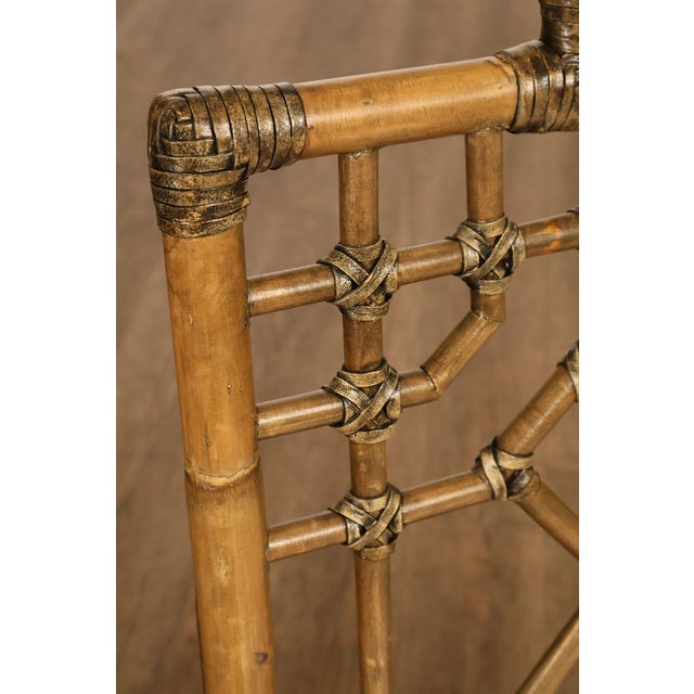 Chinese Chippendale Style Set Of Four Rattan Bamboo Dining Chairs For Sale - Image 17 of 18