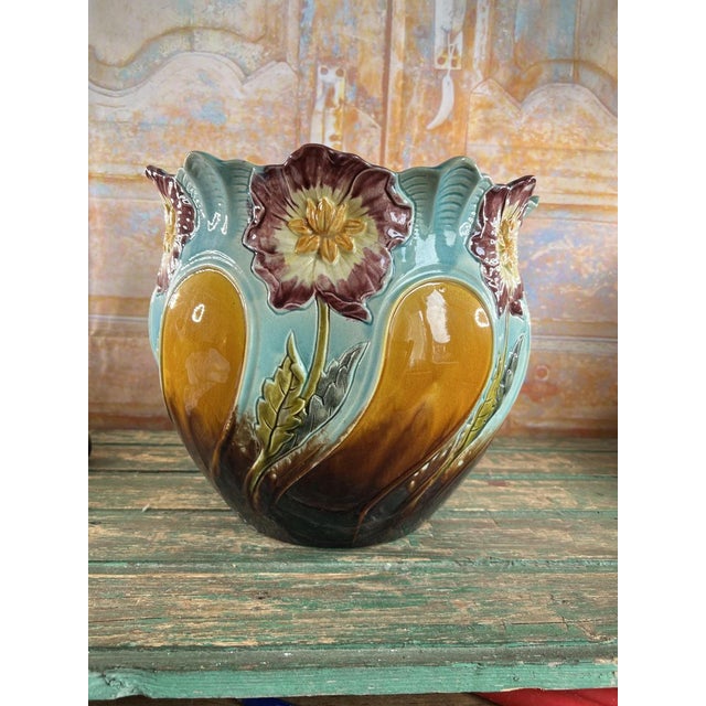 1920s Large Art Nouveau Slip Planter from Onnaing, France, 1920s For Sale - Image 5 of 17
