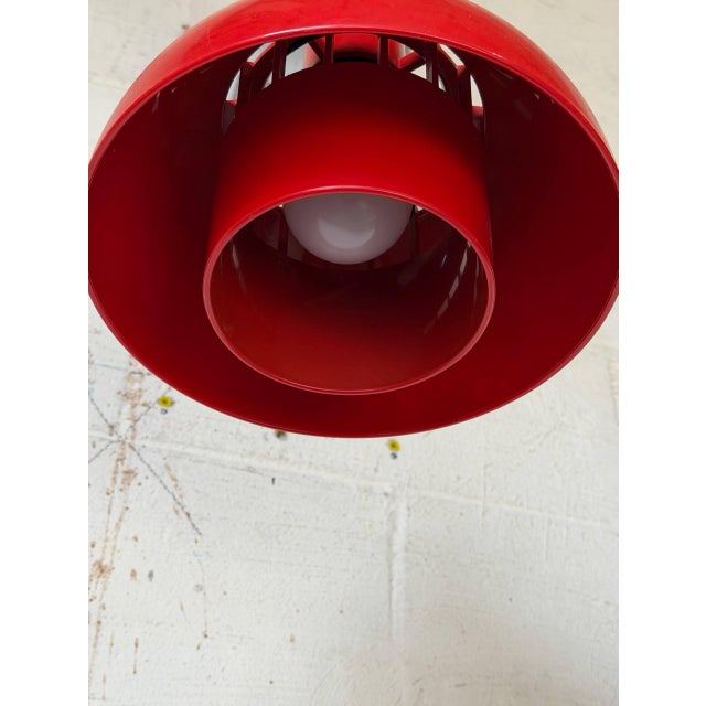Plastic Red Acrylic Dome Pendant Light With Inner Diffuser Mid-Century Modern 1970s For Sale - Image 7 of 8