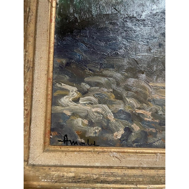 Bronze Albert Malet, French Post Impressionist Oil Painting Albert Malet Landscape With Man Fishing For Sale - Image 8 of 11