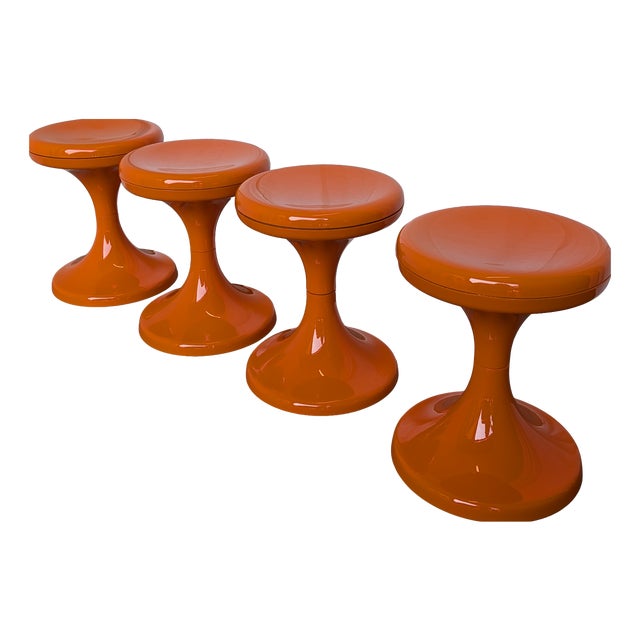 Vintage Jurček Mushroom Stools from Meblo, 1960s, Set of 4 For Sale