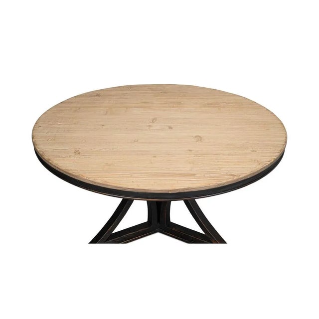 Rustic Style Round Dining Table - Black For Sale - Image 9 of 10