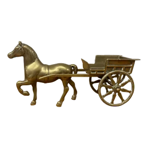 Vintage English Brass Horse and Cart