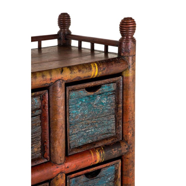 Storage Cabinet in Faux Bamboo and Teak For Sale - Image 11 of 14