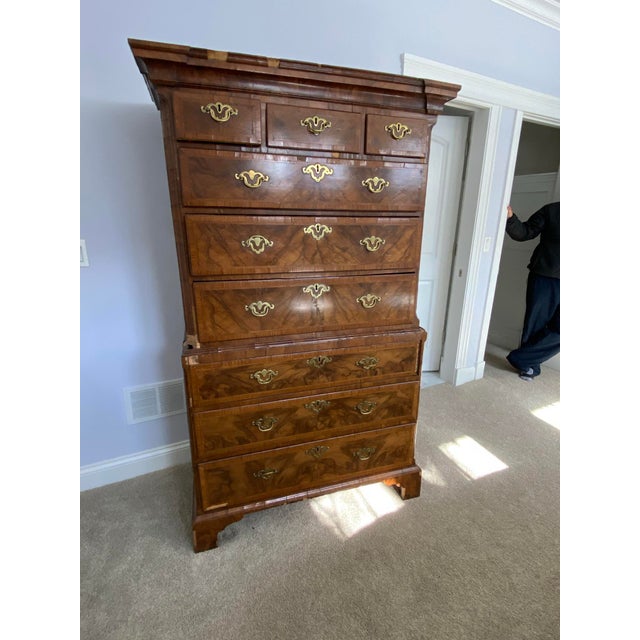 Vintage Traditional Cherry Highboy Dresser With Brass Hardware Chairish