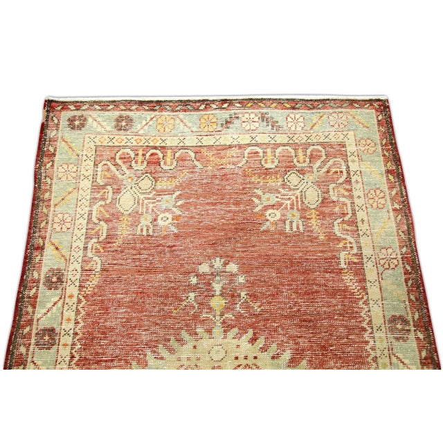 1960s Red Vintage Turkish Runner 3'6" X 6'11" For Sale - Image 4 of 5