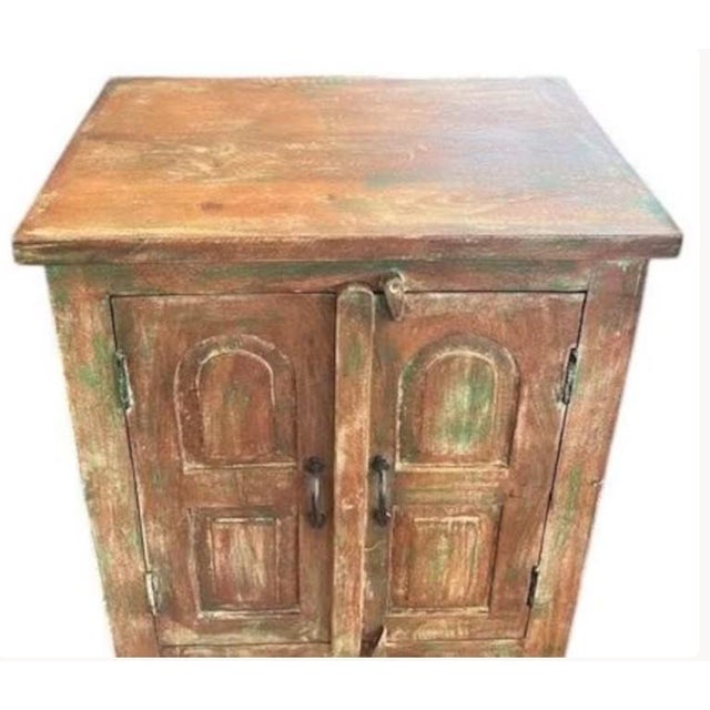 2020s 4-Door Solid Mango Wood Farmhouse Linen Cabinet For Sale - Image 5 of 6
