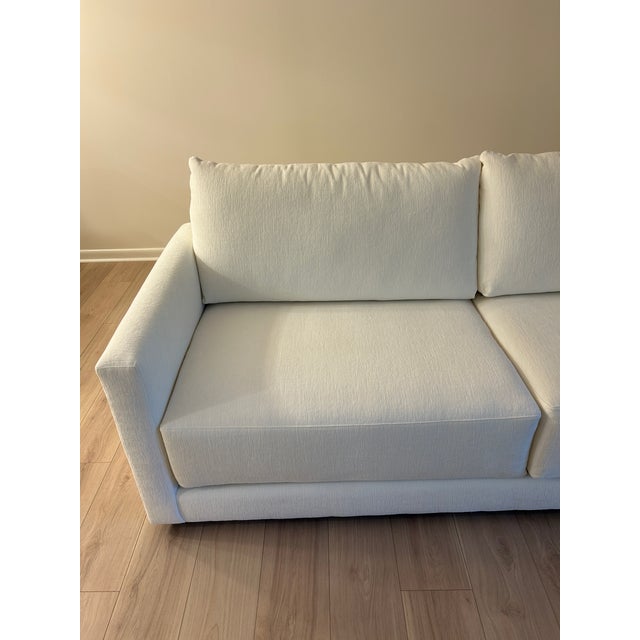 White Crate & Barrel Gather Modern Track Arm Sofa - Monet Frost Chenille For Sale - Image 8 of 10