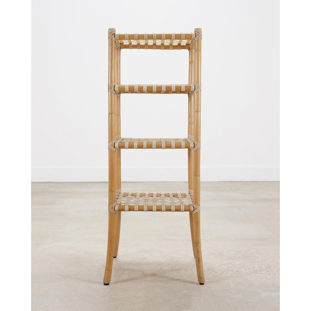 McGuire Antalya Leather Four-Tier Rattan Étagère Plant Stand For Sale - Image 18 of 18