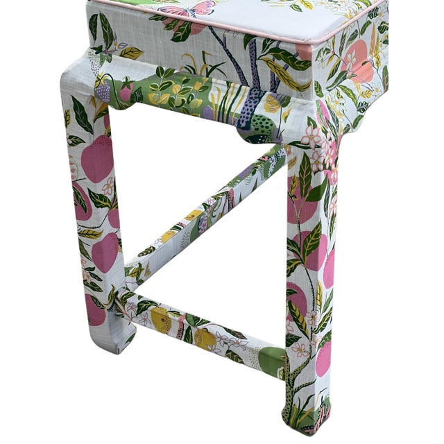 White Schumacher “Citrus Garden” Wrapped Ming Style Console Table For Sale - Image 8 of 18