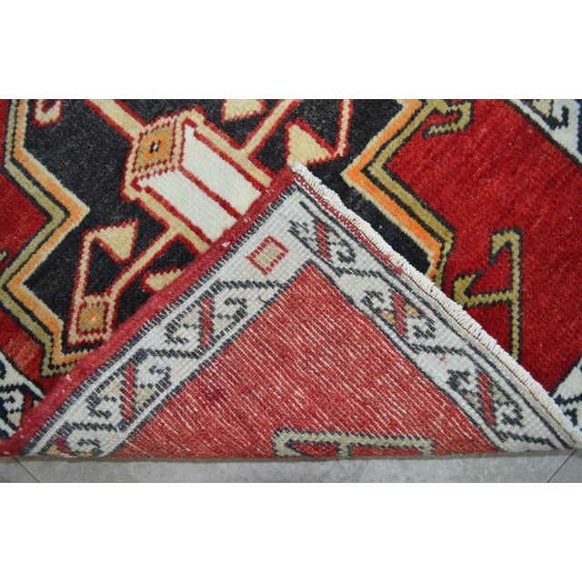 1970s Vintage Hand Knotted Small Rug For Sale - Image 4 of 5