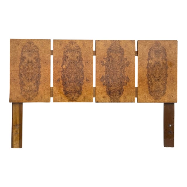 Mid 20th Century Burlwood Queen Headboard Attributed to Lane For Sale