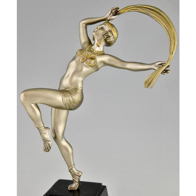 R. Varnier, Art Deco Scarf Dancer, 1925, Bronze with Marble Base For Sale - Image 11 of 12