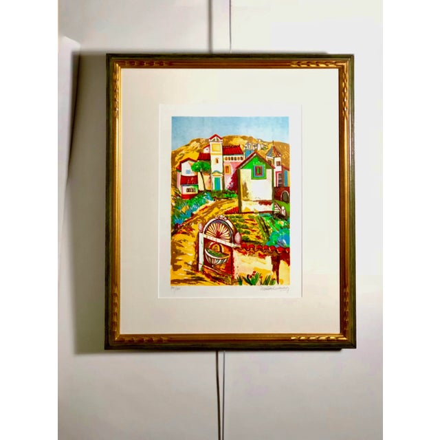 Impressionist Retro Framed Print of a Colonial Town For Sale - Image 11 of 11