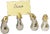 A chic set of four vintage eggplant-form place card holders, rendered in gleaming silver tone with contrasting gold-tone...