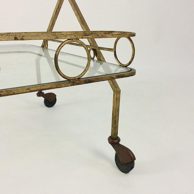 Gilt Metal Bar Cart, Italy, 1960s For Sale - Image 4 of 15
