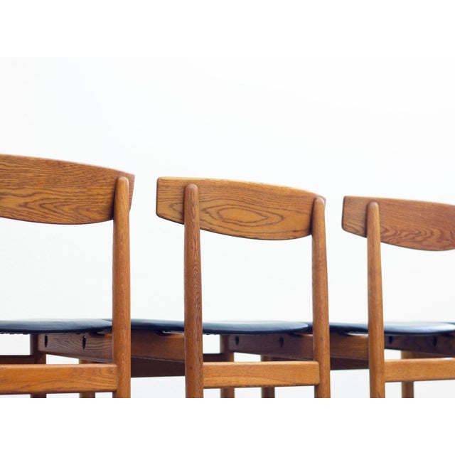 Børge Mogensen 'Øresund' Oak and Black Leather Dining Chairs for Karl Anderson and Söner - Set of Four For Sale - Image 10 of 13