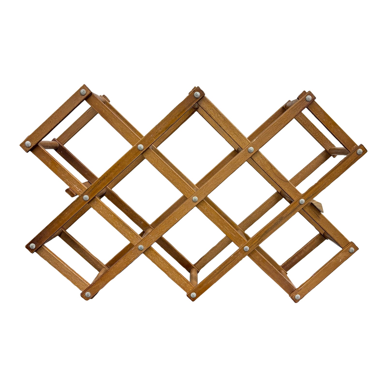 Vintage Accordion Expanding Folding 8 Bottle Wine Rack | Chairish