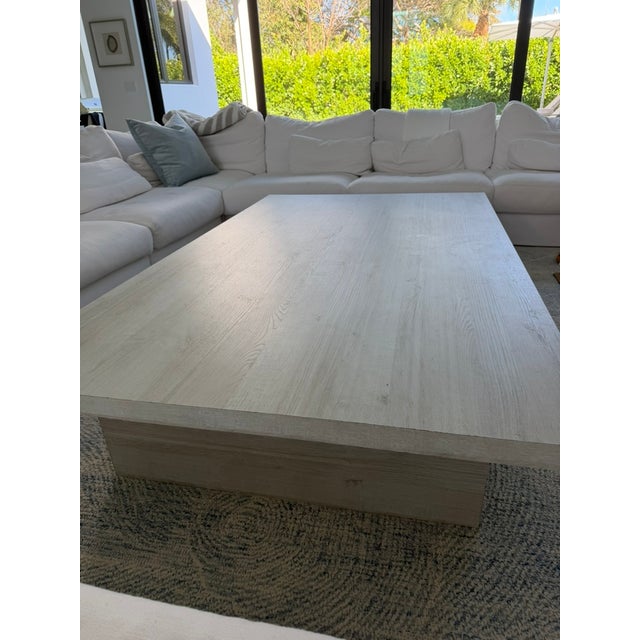 Modern Custom Made White Oak Oversized Coffee Table For Sale - Image 3 of 5