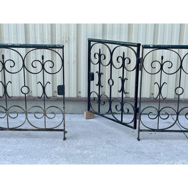 Black Wrought Iron Garden Gate and Railing, 1950s For Sale - Image 8 of 9
