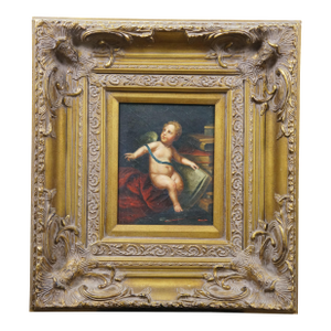 Late 20th Century Allegory of the Arts Renaissance Oil Painting on Board After Luigi Miradori 23"