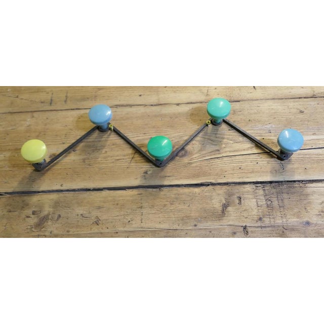 French Wall Coat Hook Rack, 1950s For Sale - Image 4 of 7