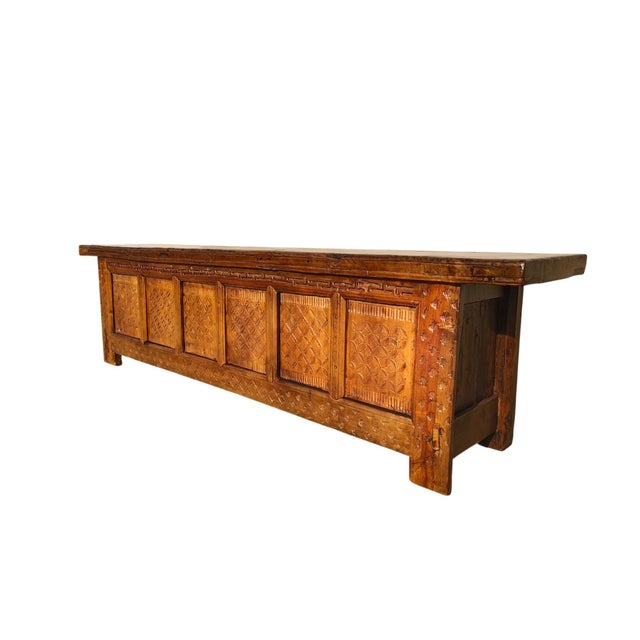 Chinese 19th Century Chinese Carved Poplar 6 Door Sideboard For Sale - Image 3 of 5