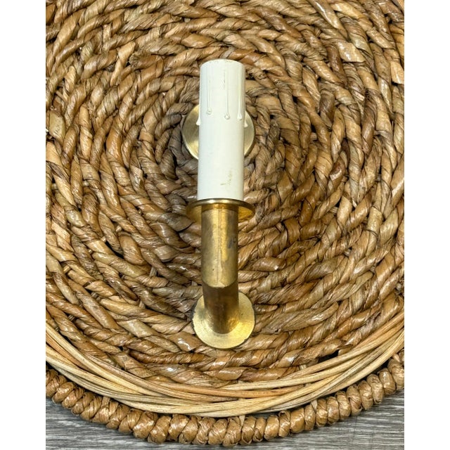 French Modern Rattan & Bronze Wall Sconces, 2nd Available - a Pair For Sale - Image 9 of 10