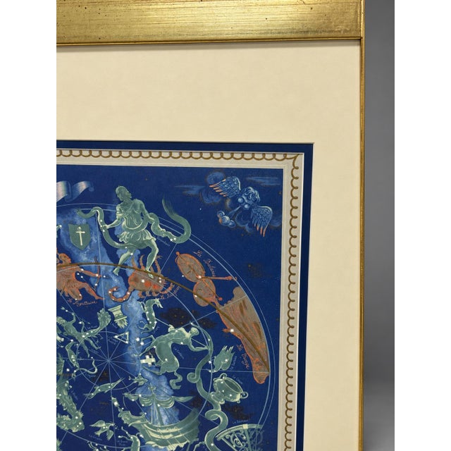 Wood Lucien Boucher Air France Zodiac Planisphere Lithograph, France, 1951 For Sale - Image 7 of 11