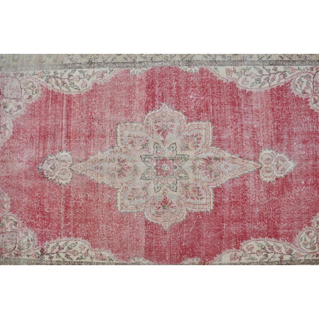 1960s Oushak Vintage Wool Area Carpet For Sale - Image 5 of 7