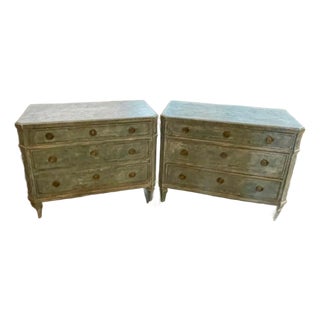 Pair of Swedish Gustavian Neoclassical Painted Chests For Sale