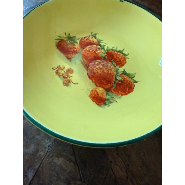 1930s Italian Strawberry Small Berry Bowl Yellow Pottery by Società Ceramica Italiana For Sale In Chicago - Image 6 of 6