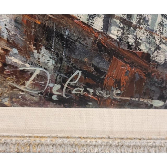 Art Deco Lucien Delarue Fine French Vintage Oil Painting For Sale - Image 3 of 12