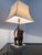 Metal Thai Singha Lion Foo Dog Table Lamp in Gilt Bronze, Brass and Travertine, 1970s For Sale - Image 7 of 18
